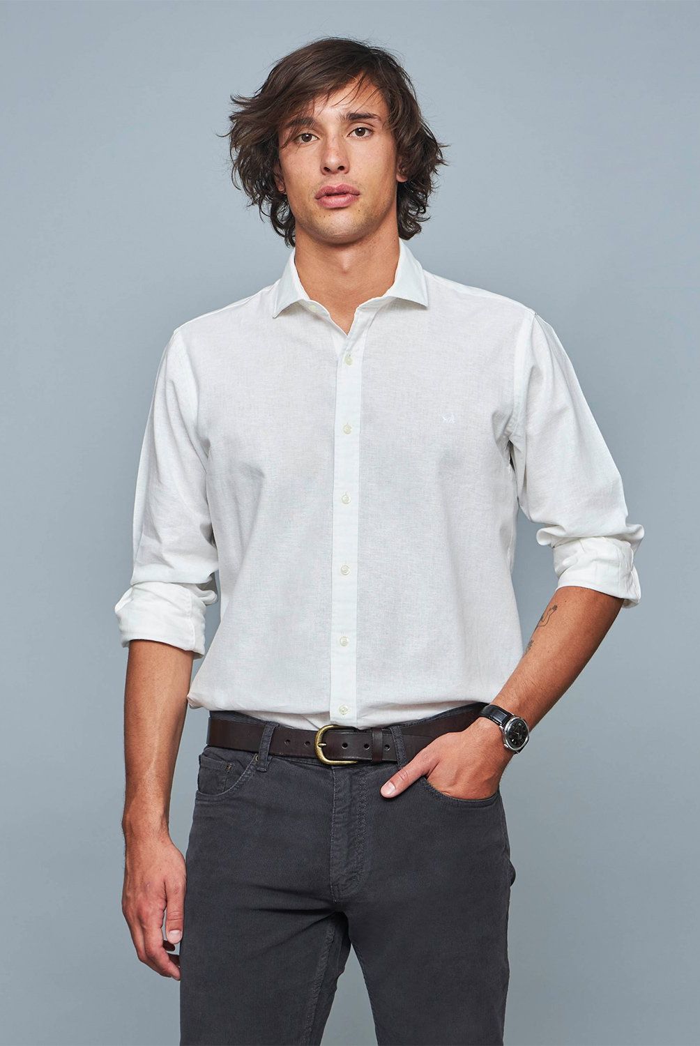 SAVILLE ROW - Camisa Manga Corta Lino Hombre Saville Row