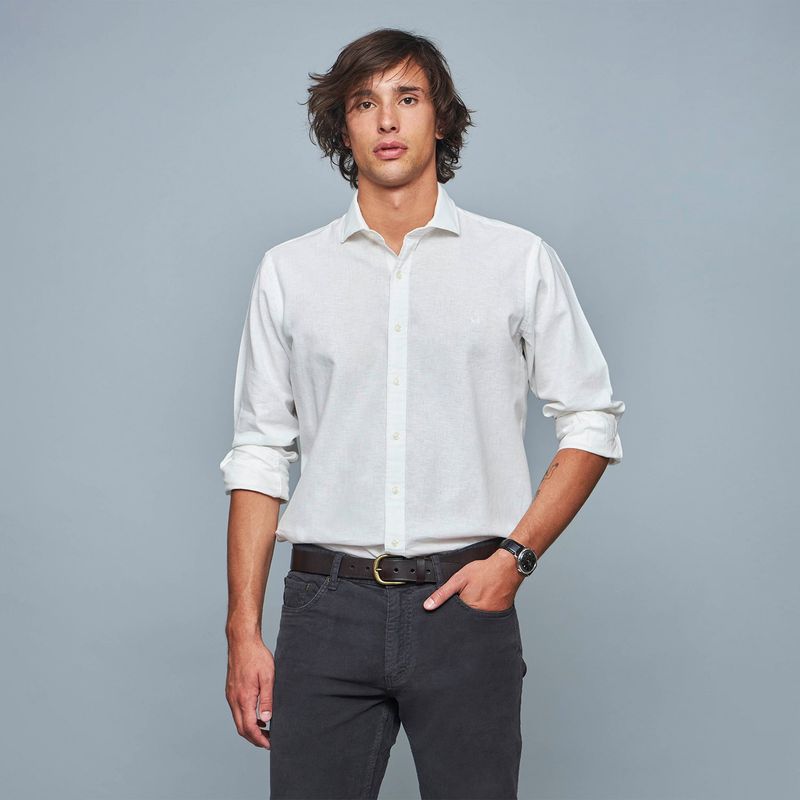SAVILLE ROW - Camisa Manga Larga Lino Hombre Saville Row