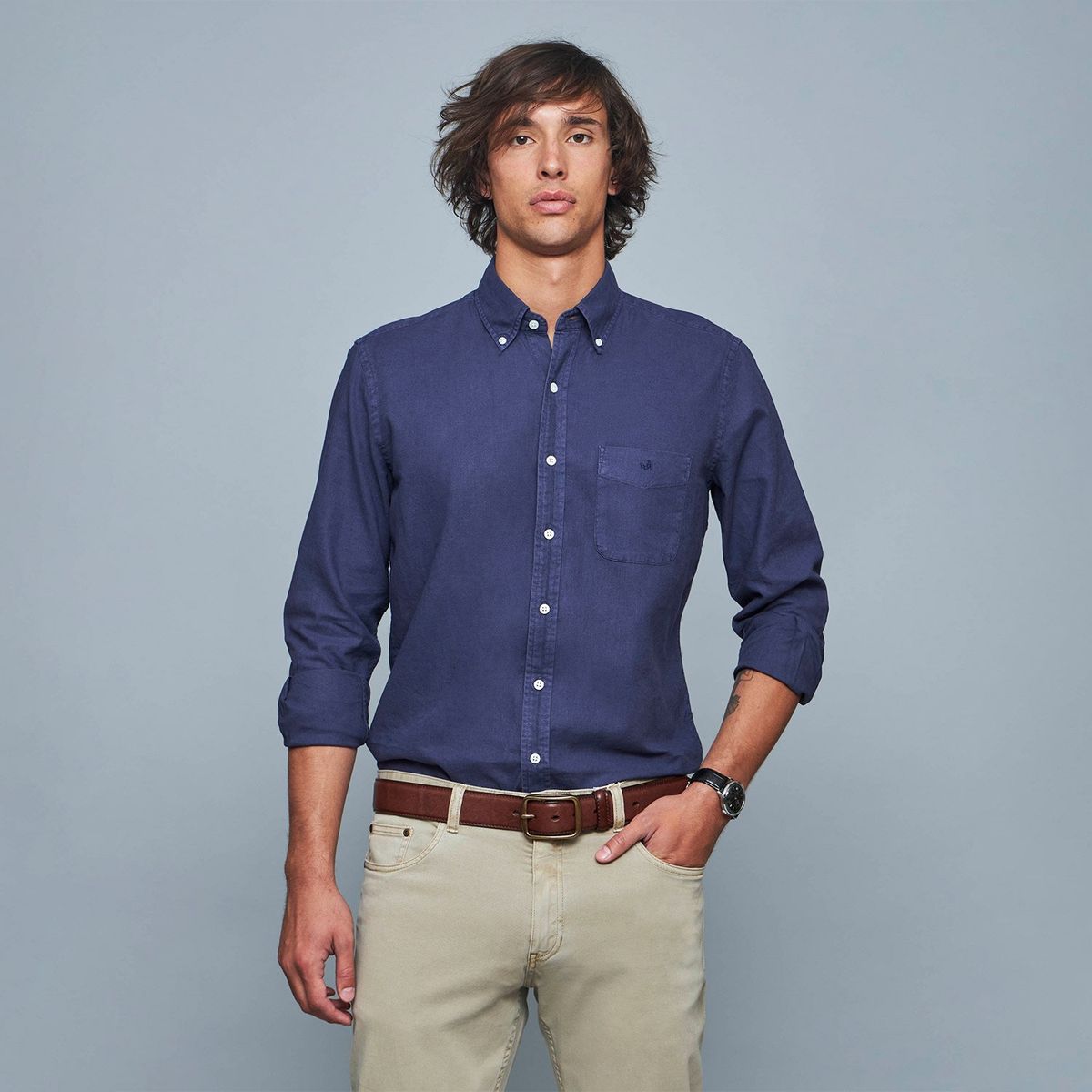 SAVILLE ROW - Camisa Manga Larga Lino Hombre Saville Row