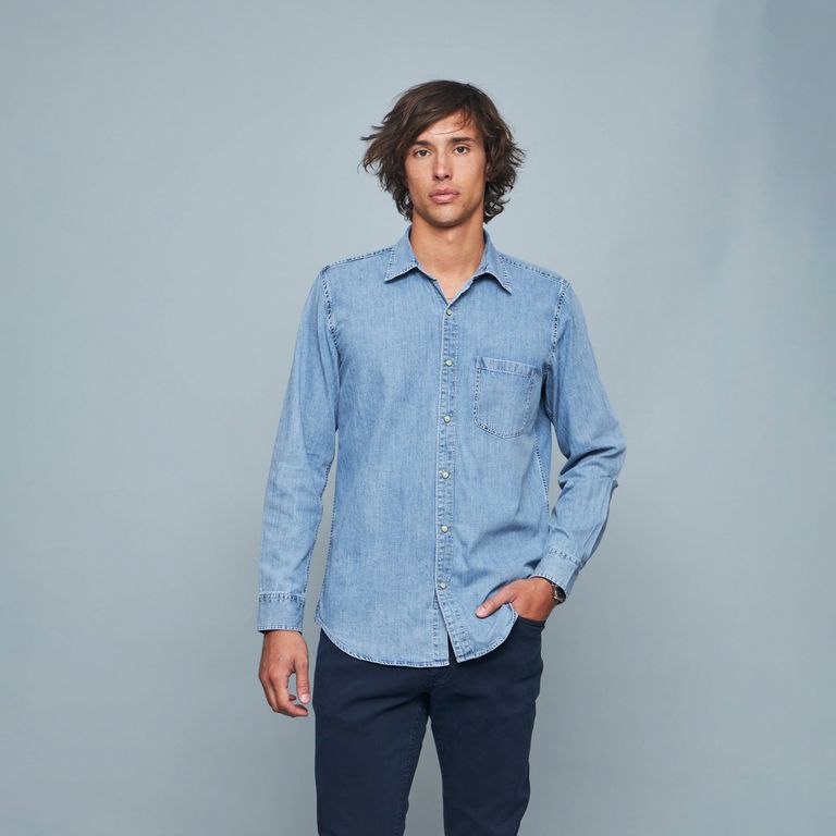 Camisa Manga Larga Algodón Hombre