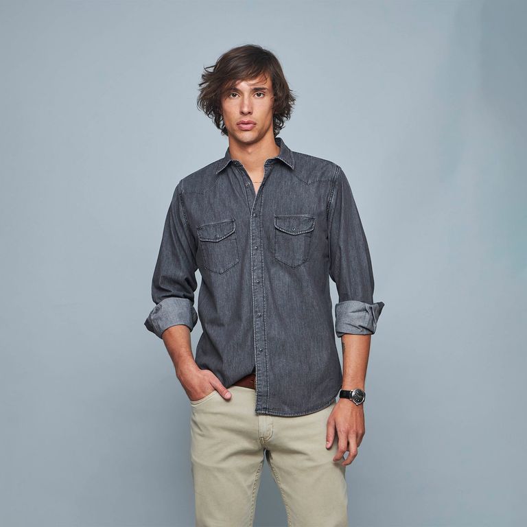 Camisa Manga Larga Algodón Hombre