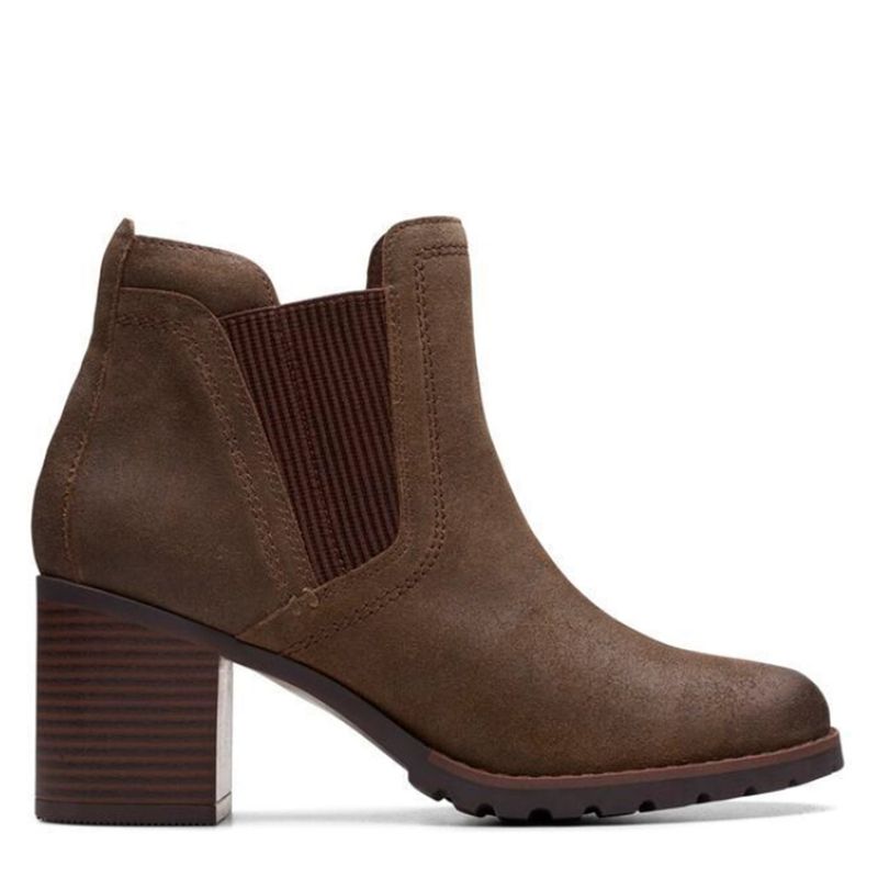CLARKS - Botín Mujer Cuero Verde Clarks