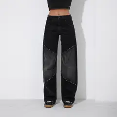 RAINDOOR - Pantalón Cortes Tachas Mujer