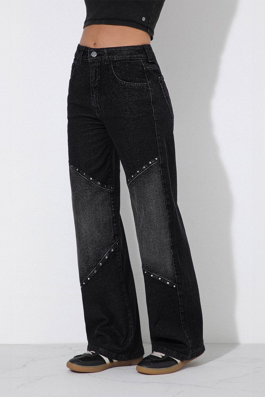 RAINDOOR - Pantalón Cortes Tachas Mujer Raindoor