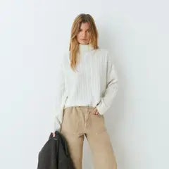 BROWNIE - Sweater Cuello Alto Trenzas Mujer