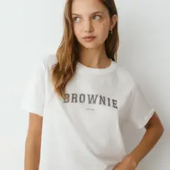 BROWNIE - Polera Texto Glitter Mujer