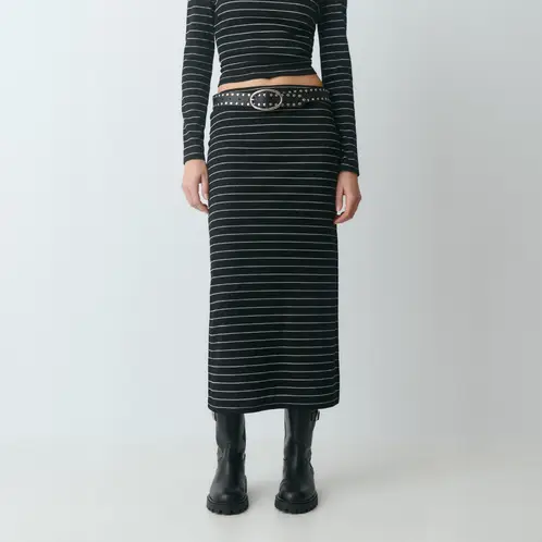 BROWNIE - Falda Midi Raya Lurex Mujer