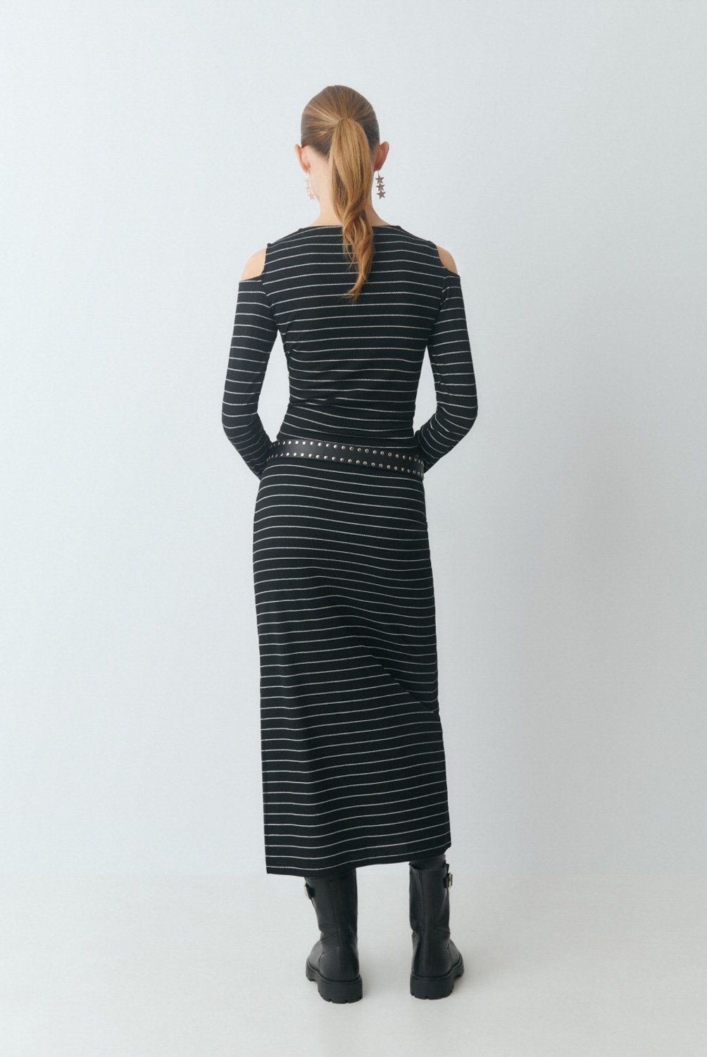 BROWNIE - Falda Midi Raya Lurex Mujer Brownie