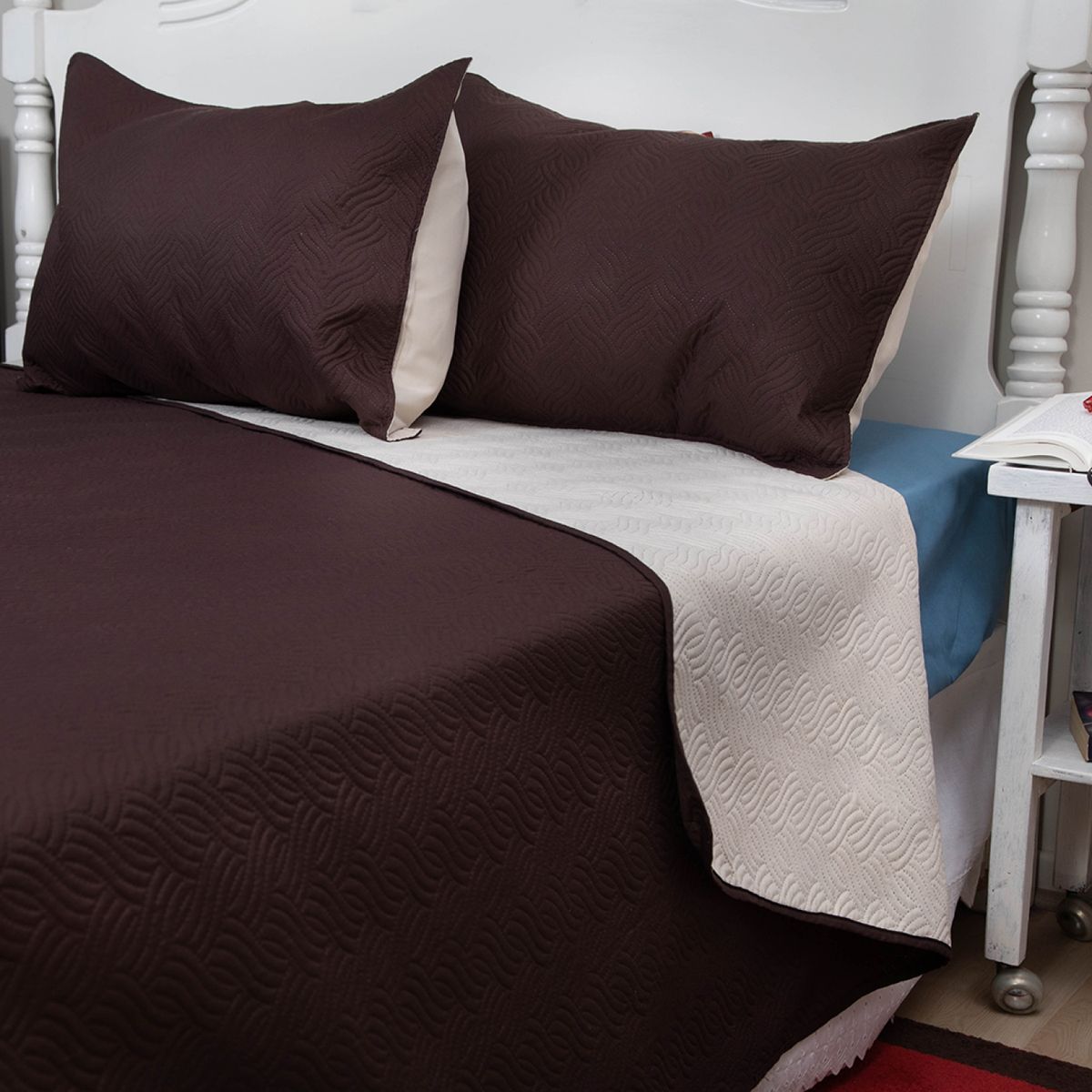 DORAL - Quilt Bicolor 2.5 Plazas Beige Café Doral