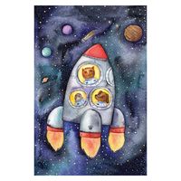 Alfombra Infantil Space Azul 100X133 Cm
