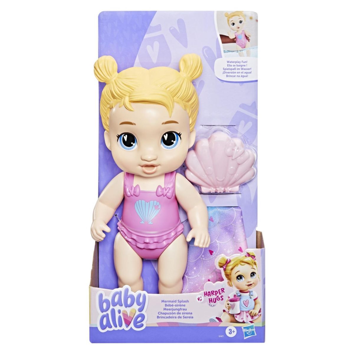 BABY ALIVE - Muñeca Harper Hugs Chapuzón De Sirena Baby Alive