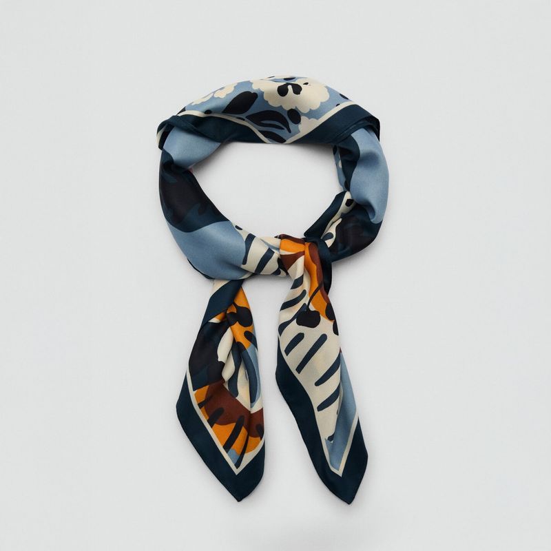 MANGO - Pañuelo Satinado Floral Mujer Mango