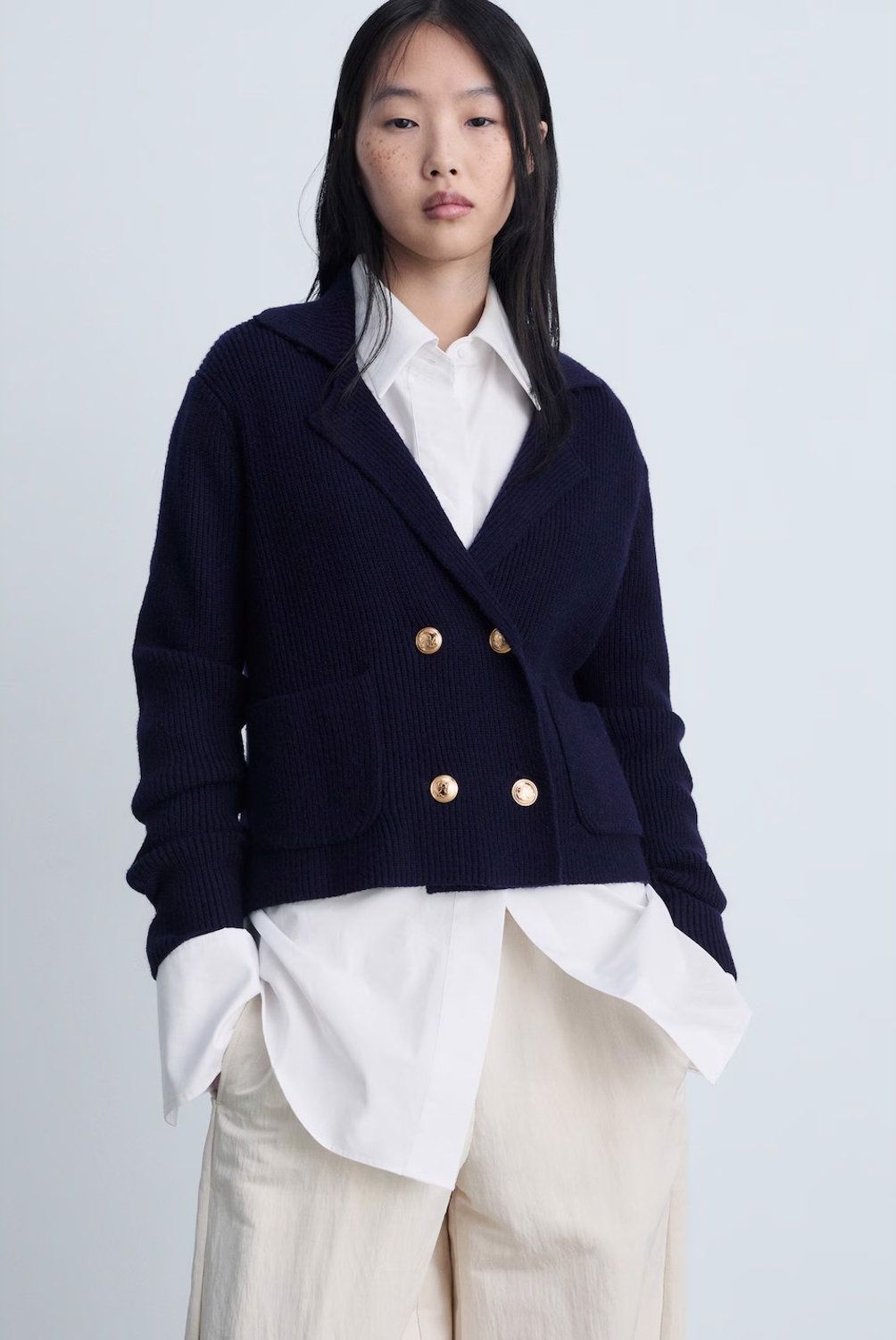 MANGO - Chaqueta Punto Doble Botonadura Mujer Mango