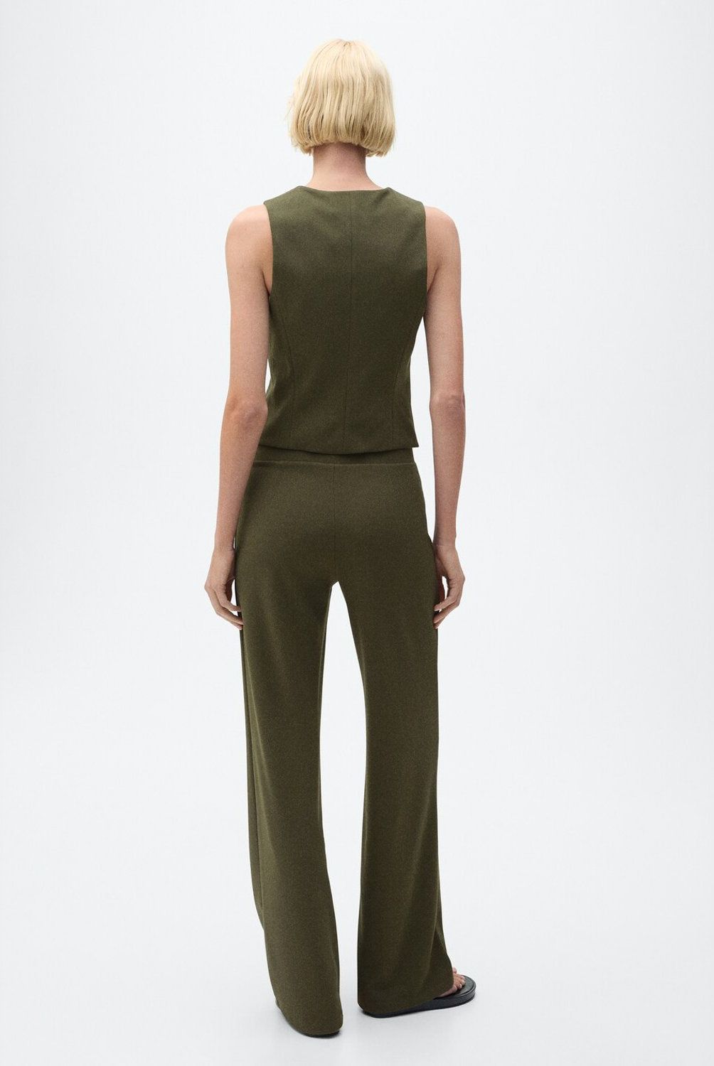MANGO - Pantalón Recto Punto Mujer Mango
