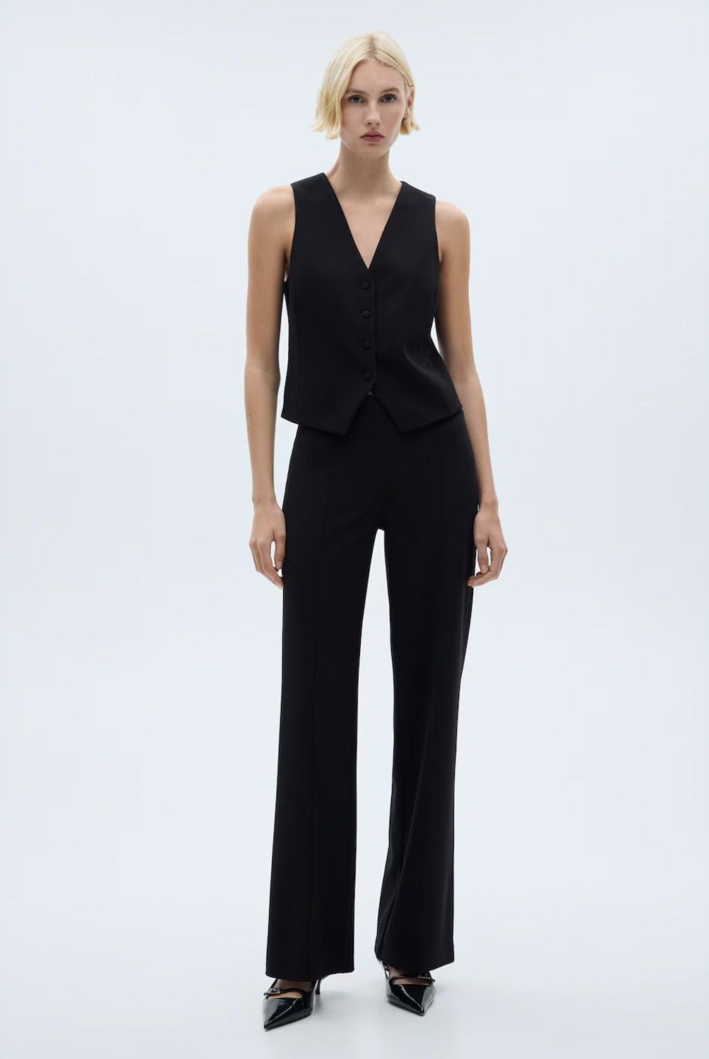 MANGO - Pantalón Recto Punto Mujer Mango