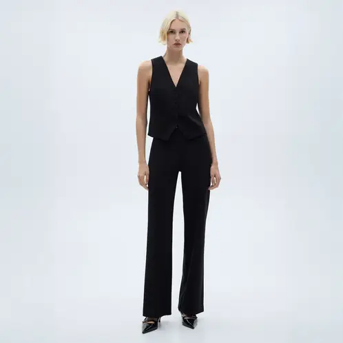 MANGO - Pantalón Recto Punto Mujer