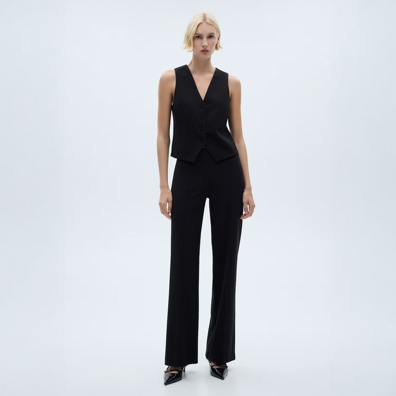 MANGO - Pantalón Recto Punto Mujer Mango