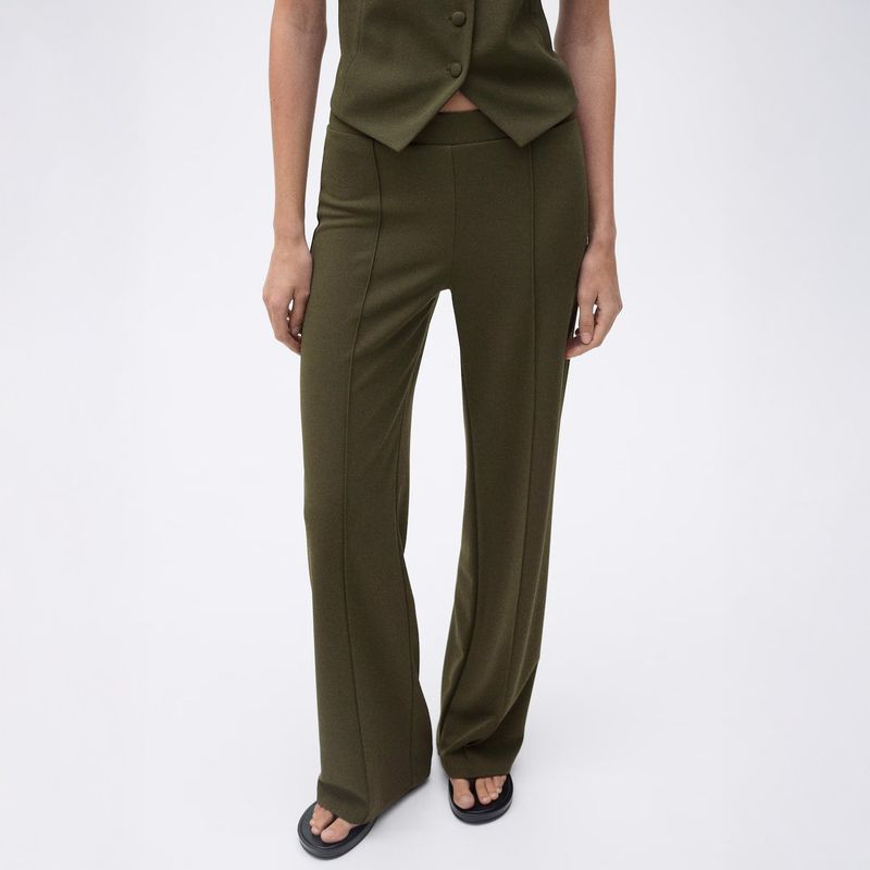 MANGO - Pantalón Recto Punto Mujer Mango