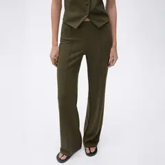 MANGO - Pantalón Recto Punto Mujer