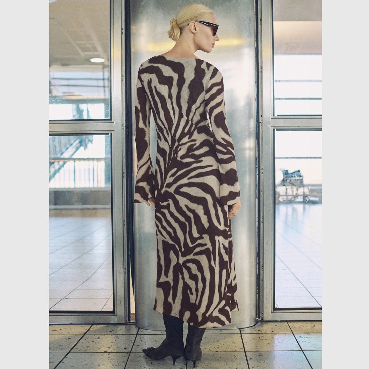 MANGO - Vestido Evasé Cebra Mujer Mango