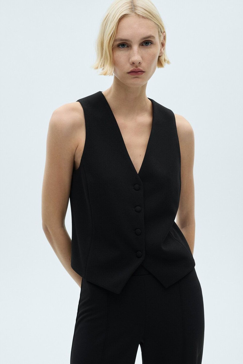MANGO - Chaleco Traje Botones Mujer Mango