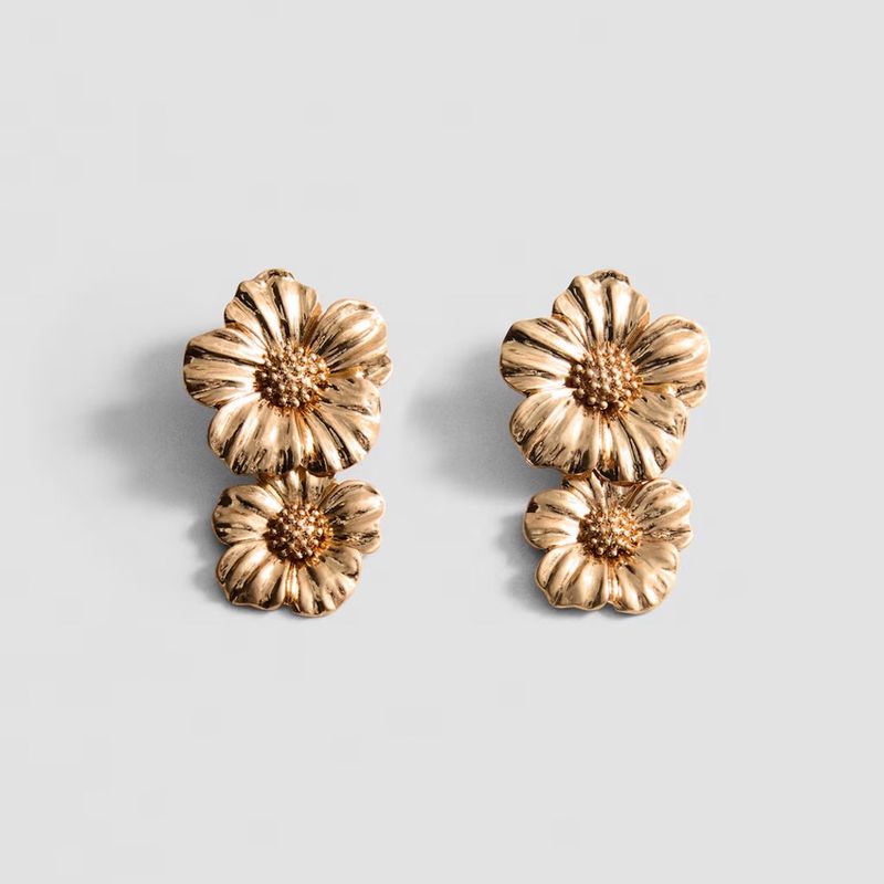 MANGO - Aros Flores Colgantes Mujer Mango