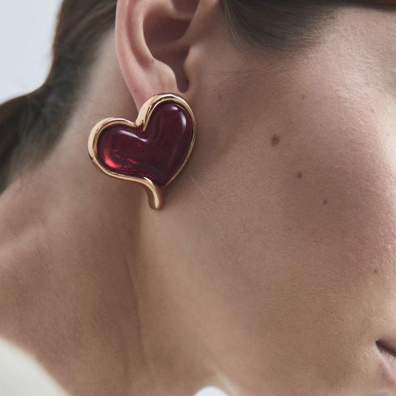 MANGO - Aros Corazón Resina Mujer Mango