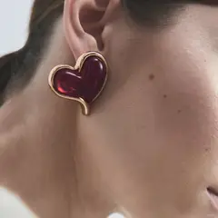 MANGO - Aros Corazón Resina Mujer