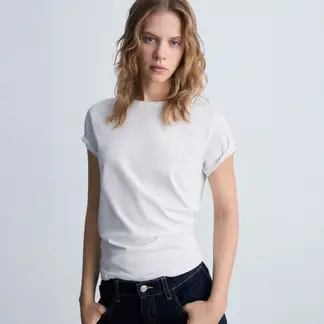 MANGO - Polera 100% Algodón Manga Corta Mujer