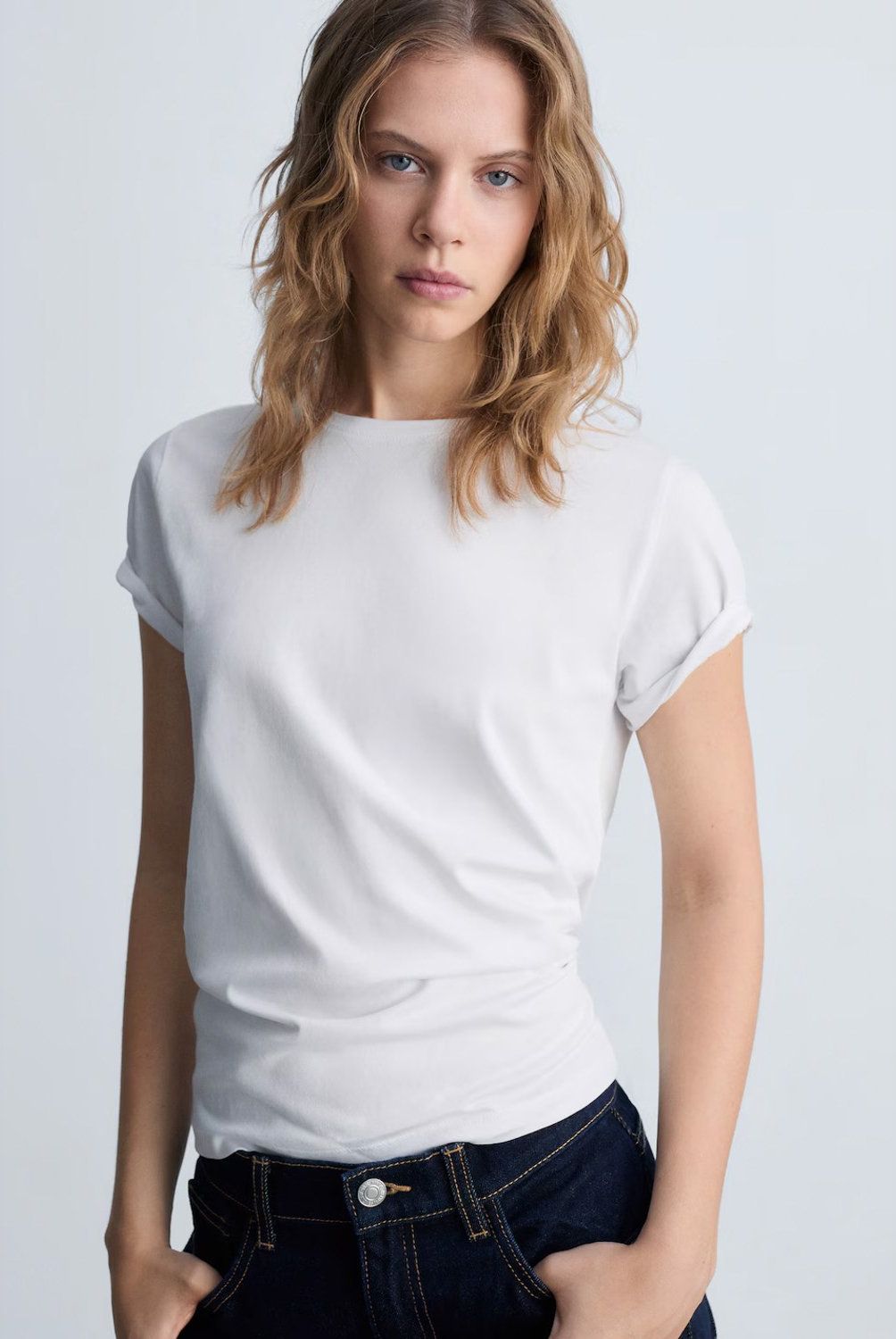 MANGO - Polera 100% Algodón Manga Corta Mujer Mango