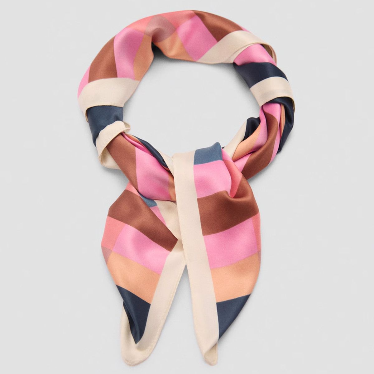 MANGO - Pañuelo Cuadros Satinado Mujer Mango