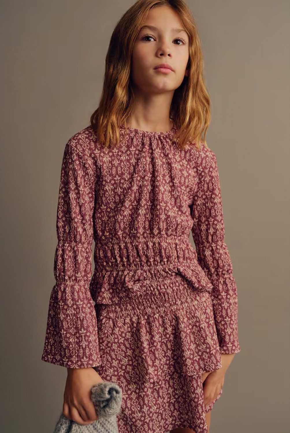 MANGO KIDS - Blusa Estampada Fruncido Niña Mango Kids