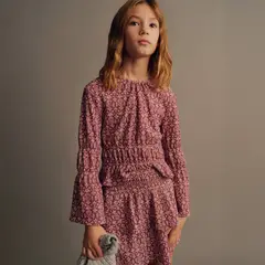 MANGO KIDS - Blusa Estampada Fruncido Niña