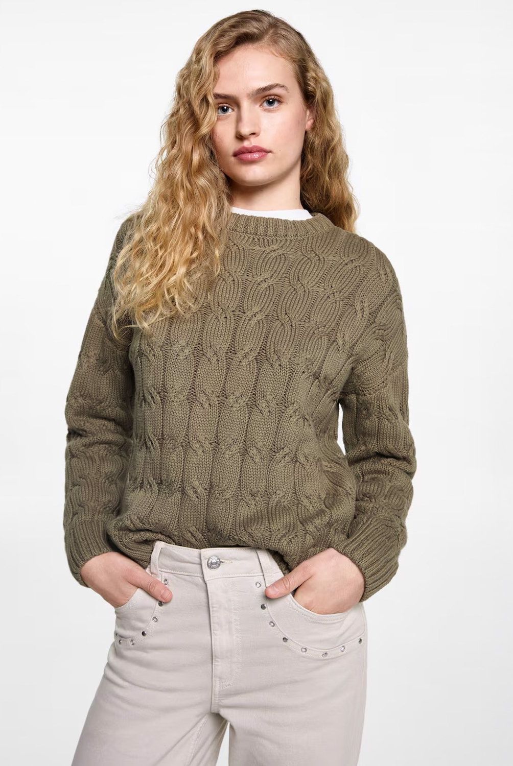 MANGO TEEN - Sweater Punto Trenzas Mujer Mango Teen