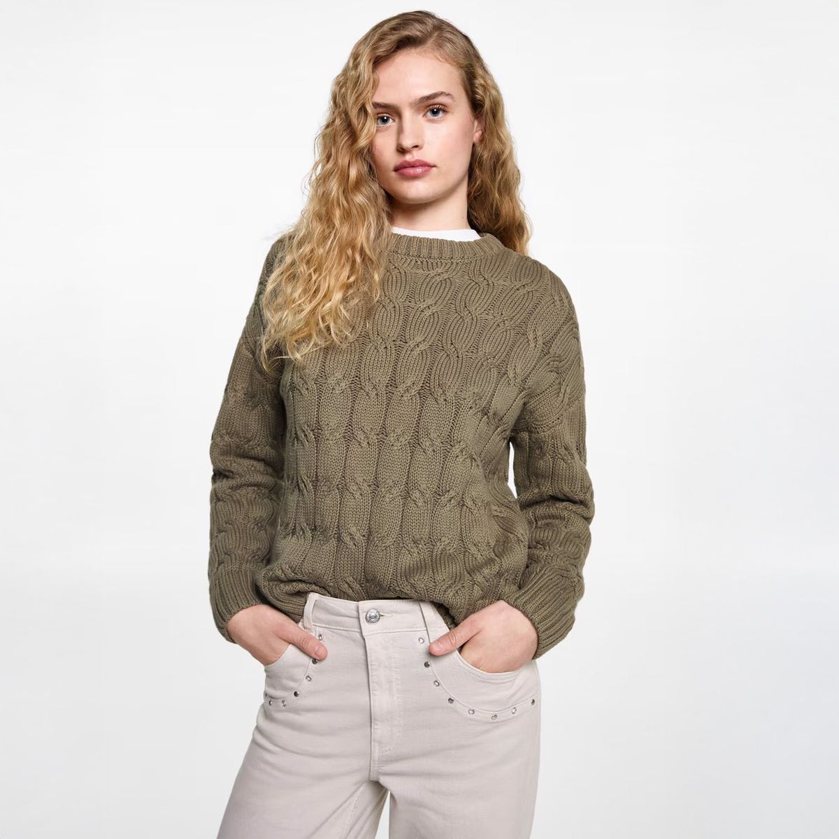 MANGO TEEN - Sweater Punto Trenzas Mujer Mango Teen