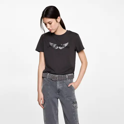MANGO TEEN - Polera Estampada Algodón Mujer