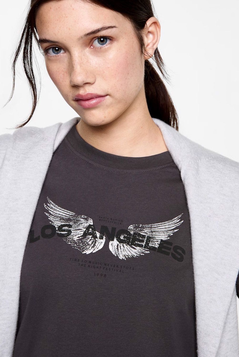 MANGO TEEN - Polera Estampada Algodón Mujer Mango Teen