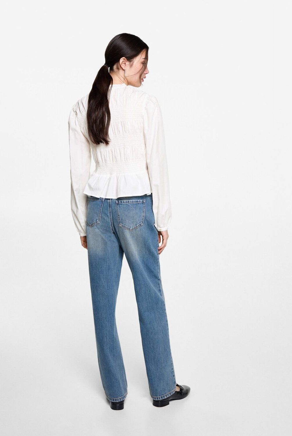 MANGO TEEN - Blusa Fruncida Volante Mujer Mango Teen