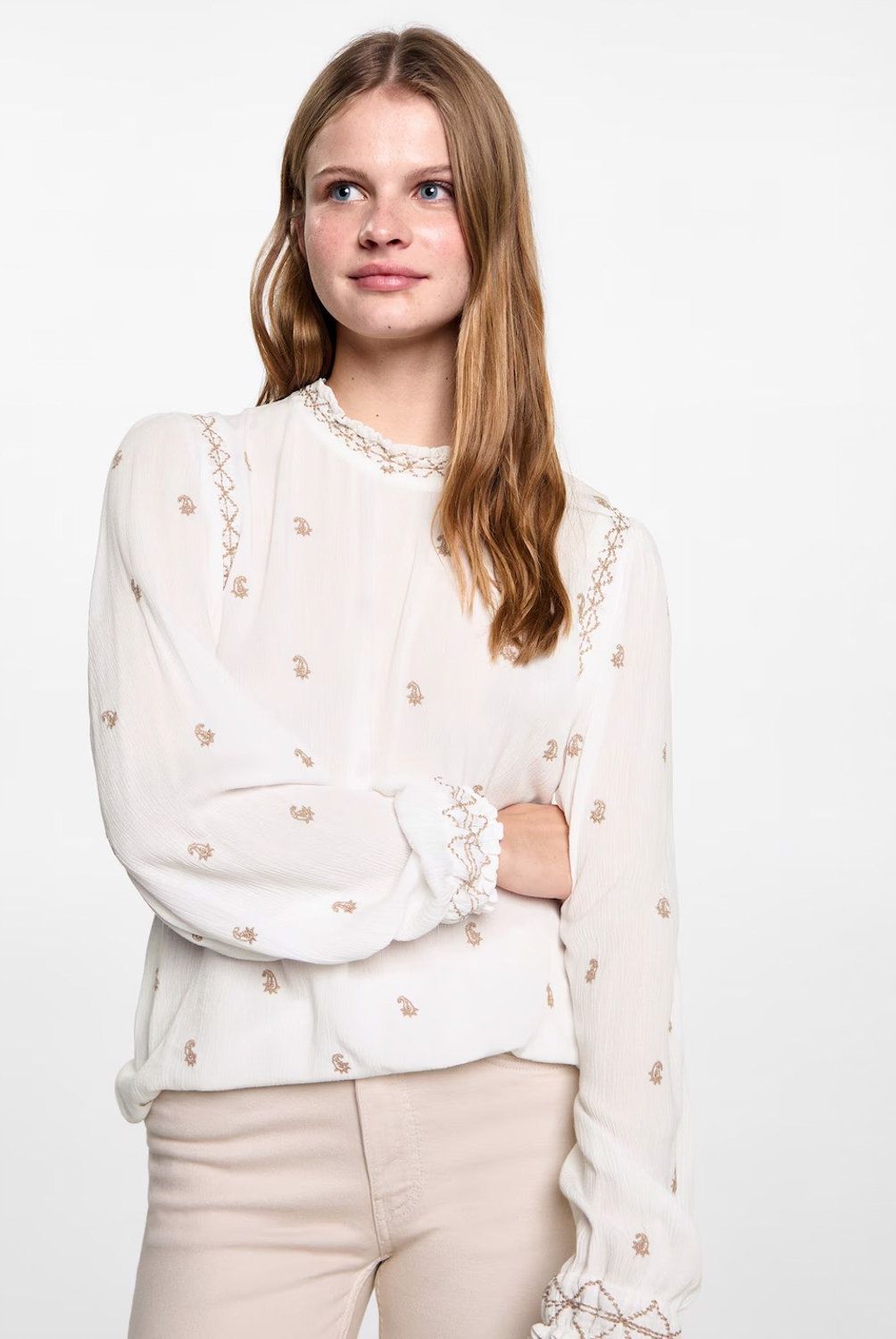 MANGO TEEN - Blusa Bordada Mujer Mango Teen