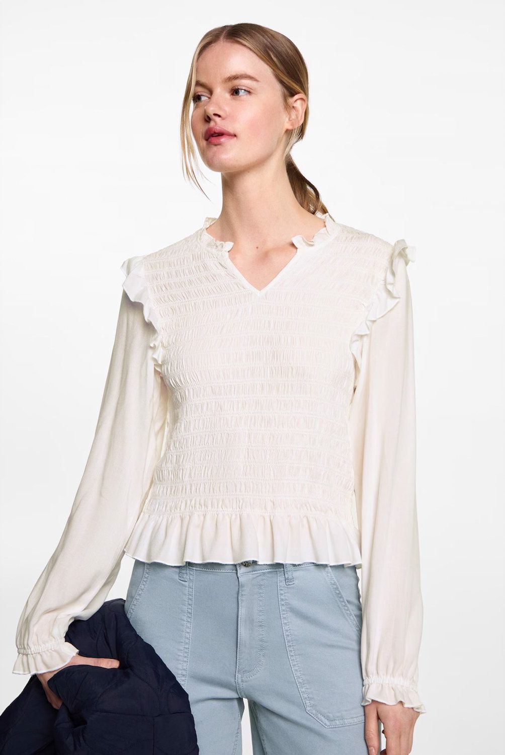 MANGO TEEN - Blusa Bordada Volantes Mujer Mango Teen