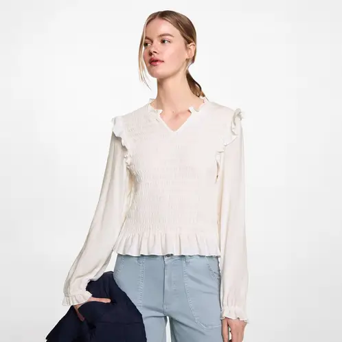 MANGO TEEN - Blusa Bordada Volantes Mujer