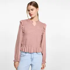 MANGO TEEN - Blusa Bordada Volantes Mujer