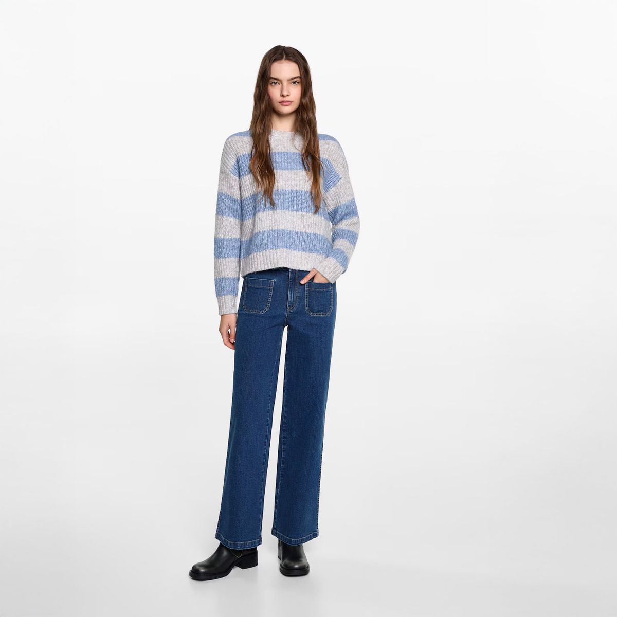 MANGO TEEN - Jeans Wide Leg Tiro Alto Mujer Mango Teen