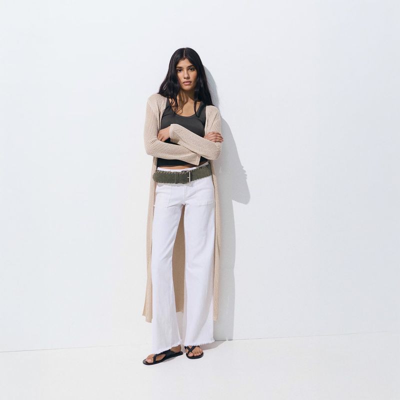 MANGO TEEN - Jeans Wideleg Bajo Deshilachado Mujer Mango Teen