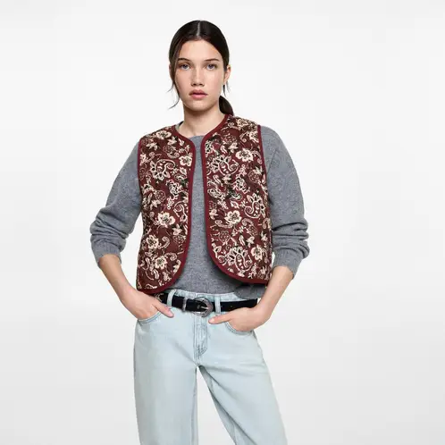 MANGO TEEN - Chaleco Crop Estampado Mujer