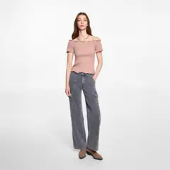 MANGO TEEN - Top Hombros Descubiertos Drapeado Mujer