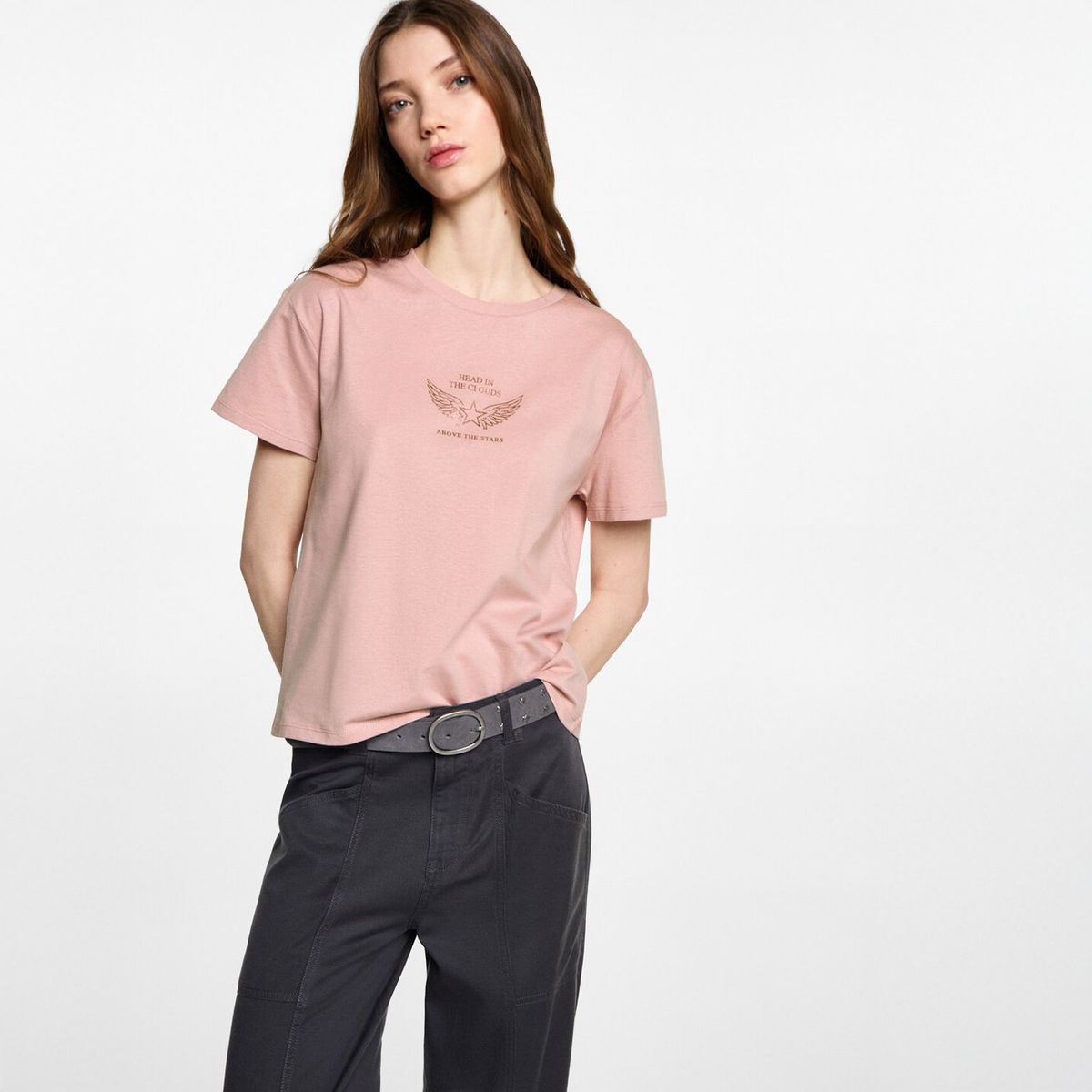 MANGO TEEN - Polera Algodón Estampada Mujer Mango Teen