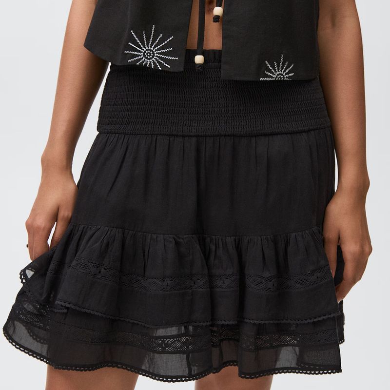 MANGO TEEN - Falda Fruncida Volantes Mujer Mango Teen