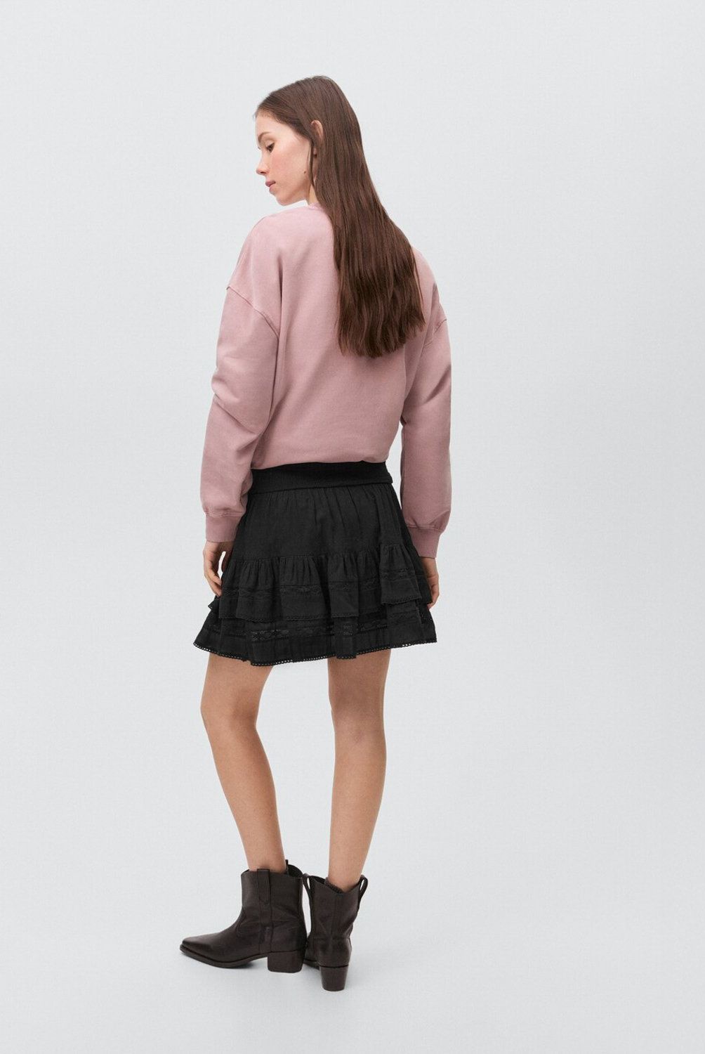 MANGO TEEN - Falda Fruncida Volantes Mujer Mango Teen