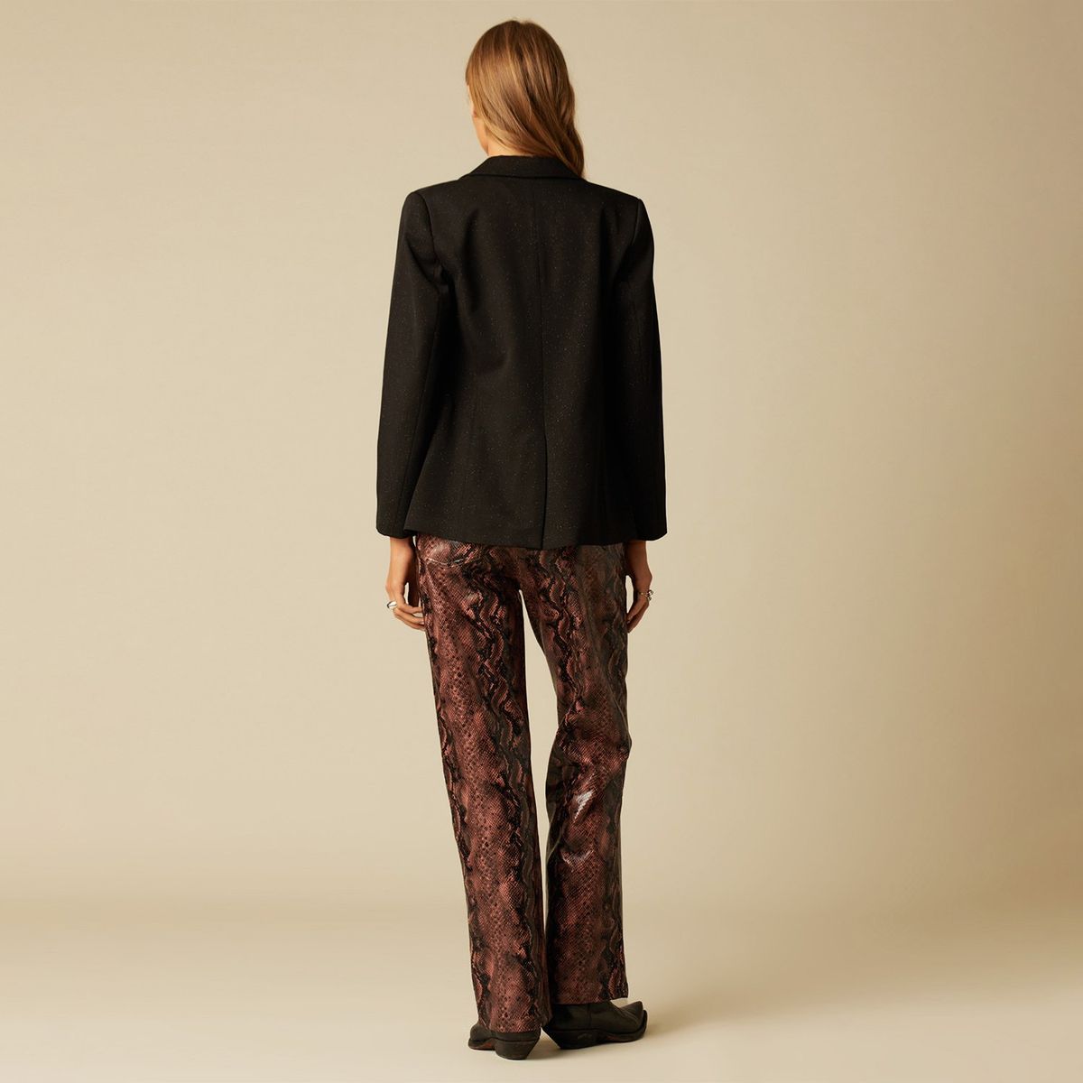 NICOLI - Pantalón Estampado Animal Café Mujer Nicoli